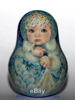 Roly poly author doll Russian matryoshka Snow Maiden Christmas Girl no nesting