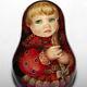 Roly Poly Author Doll Russian Matryoshka Girl Red Dress Blond Baby No Nesting