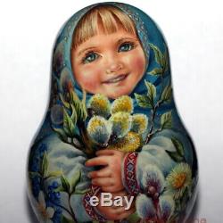 Roly poly author doll Russian matryoshka girl spring bloom baby no nesting