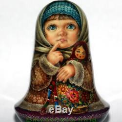 Roly poly author doll Russian matryoshka girl winter baby no nesting