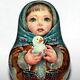 Roly Poly Author Doll Russian Matryoshka Girl Winter Snowman Baby No Nesting