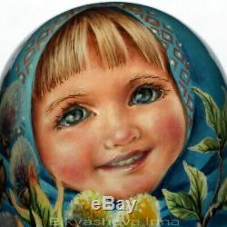 Roly poly author doll matryoshka Russian SPRING FLOWER girl no nesting