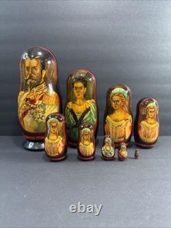 Romanovs Dynasty Hand Painted Wooden Nesting Dolls by Vishnyakov V. V. (READ)