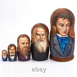 Russia Writers Nesting Doll Pushkin Matryoshkas, Tolstoy, Dostoevsky, Library Decor