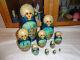 Russian 10 Piece Handmade Signed Exclusive Nesting Doll Set