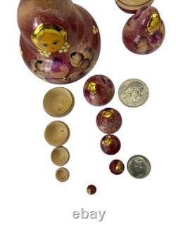 Russian 10-Piece Matryoshka Nesting Doll Set 4 1/2 Painted Signed Great