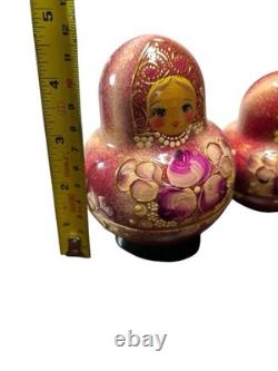 Russian 10-Piece Matryoshka Nesting Doll Set 4 1/2 Painted Signed Great