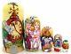 Russian 5 Stacking Dolls Alice In Wonderland Mad Hatter White Rabbit March Hare