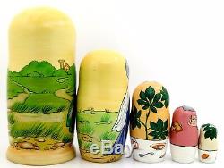 Russian 5 stacking dolls ALICE IN WONDERLAND Mad Hatter White Rabbit March Hare