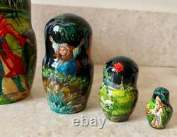 Russian 6.5 Matryoshka Sister Alyonushka Brother Ivanushka Nesting Dolls 5pc