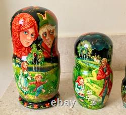 Russian 6.5 Matryoshka Sister Alyonushka Brother Ivanushka Nesting Dolls 5pc