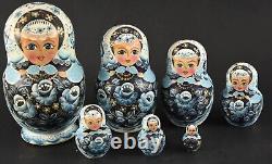 Russian 7 Nesting Doll Matryoshka Hand Painted SIGNED 7 Pieces