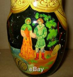 Russian 7 Nesting Dolls Each Uniquely Hand Painted Depicting A Russian Allegory