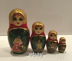 Russian 7 Nesting Matryoshka Doll Fedoskino Style Tsar Sultan Signed 8.5
