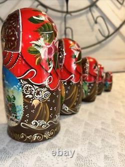 Russian Architecture Hand Painted Matryoshka Nesting Doll 5 Pce 7 Signed