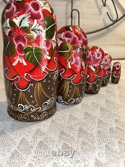 Russian Architecture Hand Painted Matryoshka Nesting Doll 5 Pce 7 Signed