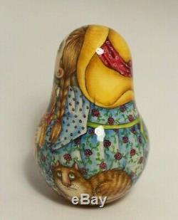 Russian Author's doll Little Ksyusha Roly Poly Doll no nesting H=4,33inches