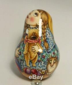 Russian Author's doll Little Ksyusha Roly Poly Doll no nesting H=4,33inches
