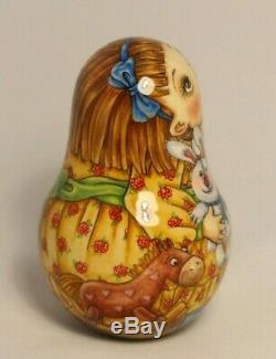 Russian Author's doll Lyuba Roly Poly Doll no nesting H=4,33 inches (11 cm)