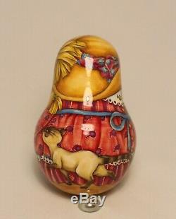 Russian Author's doll Mashenka Roly Poly Doll no nesting H=4,33 inches (11 cm)