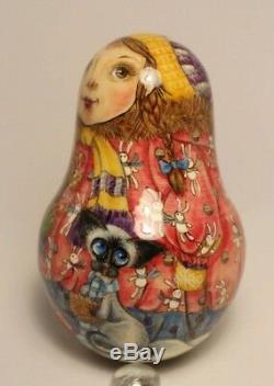 Russian Author's doll Winter! Roly Poly Doll no nesting 4,33 inches
