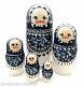 Russian Beauty Nesting Doll Hand Carved Hand Painted Babushka Gzhel Style