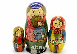 Russian BIG Nesting Doll Matryoshka 3 Dad Mum Son & Children Ryabova Baby Gift