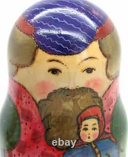 Russian BIG Nesting Doll Matryoshka 3 Dad Mum Son & Children Ryabova Baby Gift