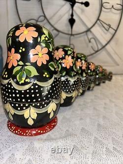 Russian Countryside Hand Painted Matryoshka Nesting Doll Polka Dot- 7 Pce 7