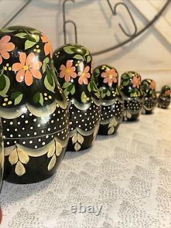 Russian Countryside Hand Painted Matryoshka Nesting Doll Polka Dot- 7 Pce 7