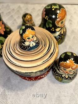 Russian Countryside Hand Painted Matryoshka Nesting Doll Polka Dot- 7 Pce 7