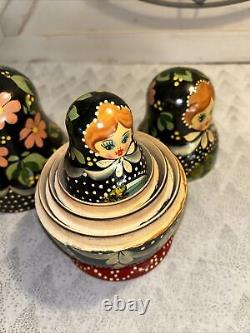 Russian Countryside Hand Painted Matryoshka Nesting Doll Polka Dot- 7 Pce 7