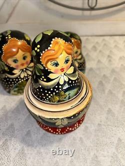 Russian Countryside Hand Painted Matryoshka Nesting Doll Polka Dot- 7 Pce 7