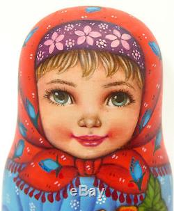 Russian Doll 5 Girls Ginger Kitten SOKIRKINA Original HAND PAINTED MATT BABUSHKA