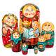 Russian Dolls With Pierogi 7 Pc 8 Wood. Babushka Nesting Dolls Free Us Shipping