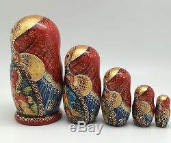 Russian Fairy Tale Firebird Nesting DOLL Hand Carved Hand Painted Signed ArtWork