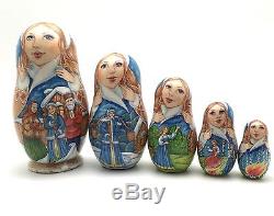 Russian Fairy Tale Snowmaiden Nesting DOLL Hand Carved Hand Painted Signed