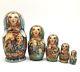 Russian Fairy Tale Tsar Saltan Nesting Doll Hand Carved Hand Painted Signed