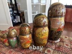 Russian Famous Leaders Nesting Dolls Wood Hand Painted 8 Pieces