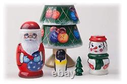 Russian Father Frost Christmas Tree Nesting Doll Penguin Snowman Matryoshka C