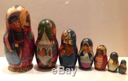 Russian Fedoskino Style 7 Nesting. Doll Hand Painting Tsar Sultan O. Shiryaeva