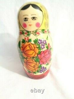 Russian Floral Nesting Dolls Nine Piece Set Made In USSR