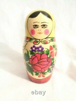 Russian Floral Nesting Dolls Nine Piece Set Made In USSR
