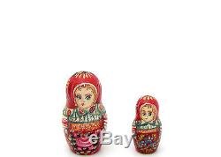 Russian HAND PAINTED nesting dolls BABUSHKA Mama Children Girl Boy 7 Kirichenko