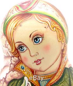 Russian HAND PAINTED nesting dolls Fairy tale AS PIKE ORDERS signed MATRIOSHKA 7