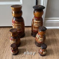 Russian Hand Carved Nesting Dolls Tall Male and Female READ