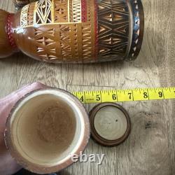 Russian Hand Carved Nesting Dolls Tall Male and Female READ