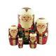 Russian Hand Carved Painted Matryoshka Santa Claus Dolls 5 Nested 6 3/4 Tall