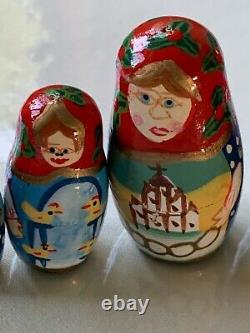 Russian Hand Painted Beautiful Girl Christmas 12 Days Doll Nesting 12 Pc Set