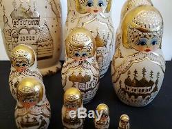 Russian Hand Painted Matryoshka Nesting Dolls Signed Moscow 10 PC. SET